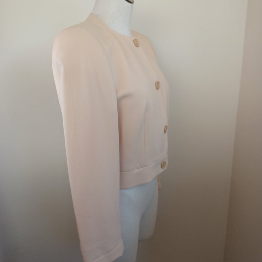 Giorgio Armani Le Collezioni Wool Blazer Womens 8 Cropped Length Cream Peach - Picture 5 of 13
